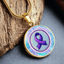 Purple Watercolor Ribbon Pendant Necklace