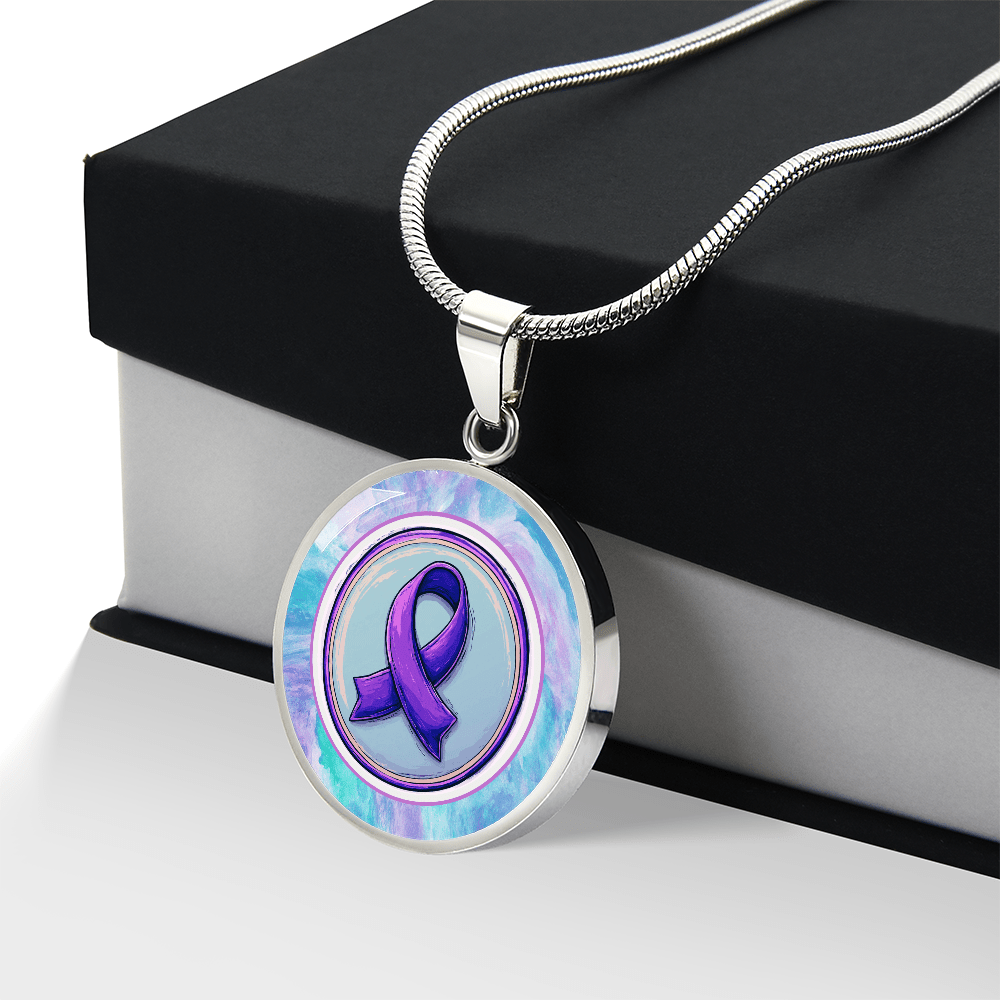 Purple Watercolor Ribbon Pendant Necklace