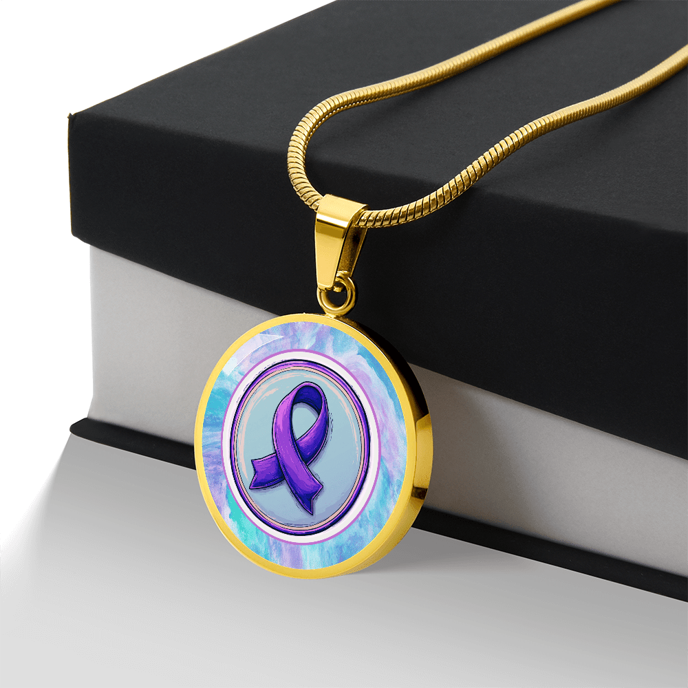 Purple Watercolor Ribbon Pendant Necklace