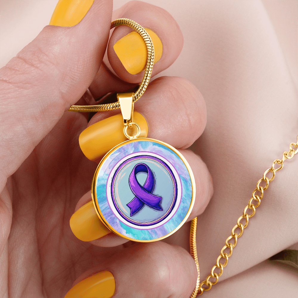Purple Watercolor Ribbon Pendant Necklace