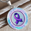 Purple Watercolor Ribbon Pendant Necklace