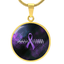 Collier Pendentif Rond Pulse Ruban Violet