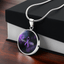 Collier Pendentif Rond Pulse Ruban Violet