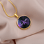 Collier Pendentif Rond Pulse Ruban Violet