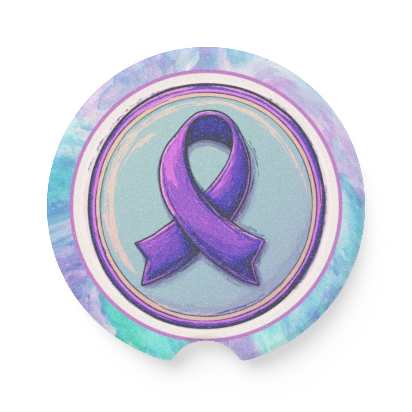 Purple Ribbon Soapstone Car Coaster Set - Epilepsy Awareness