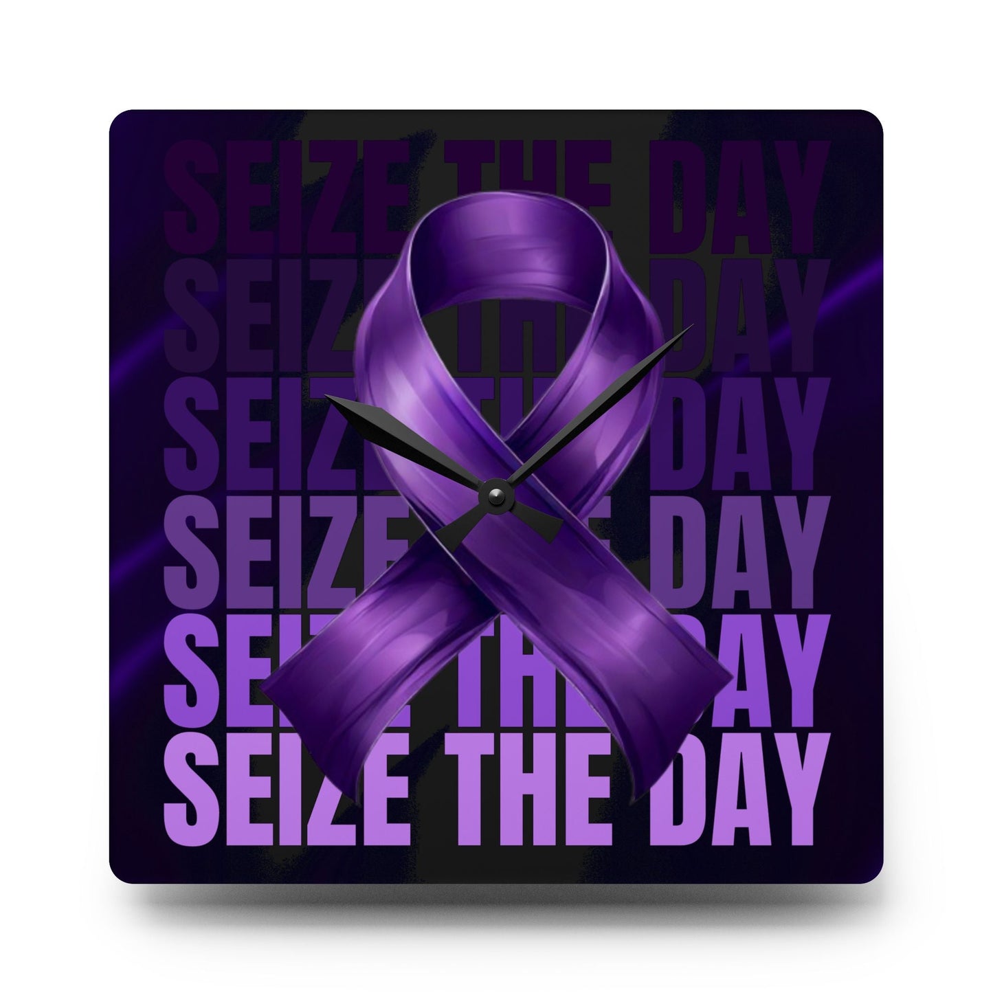 Horloge murale en acrylique avec ruban violet
