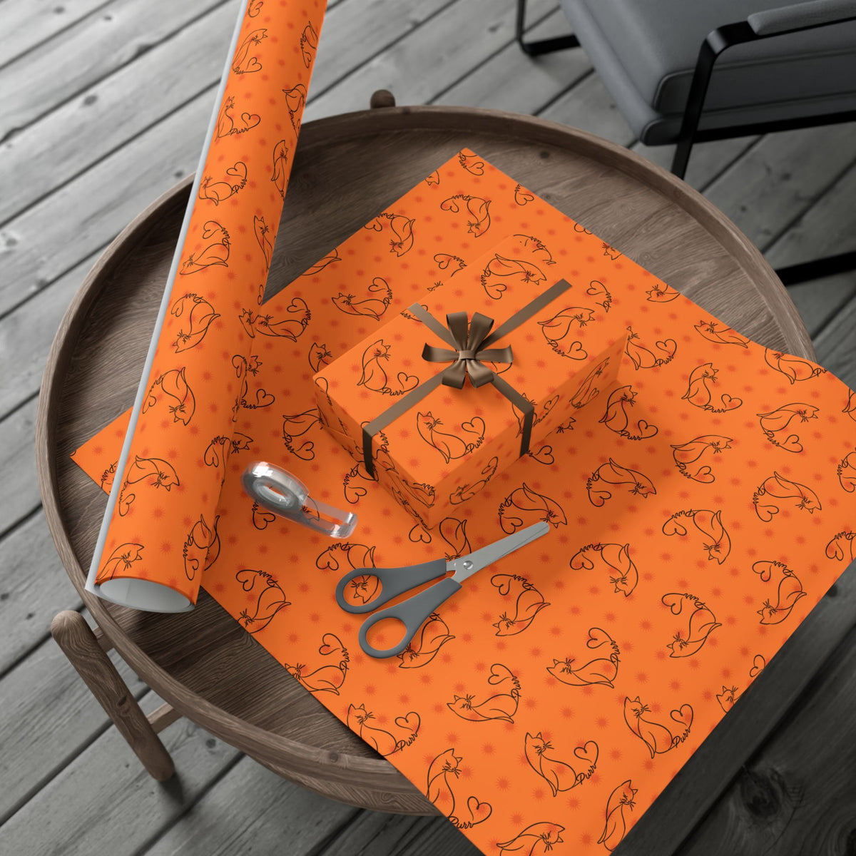 Papier d'emballage Purr Pattern pour toutes les occasions – Art linéaire de chat