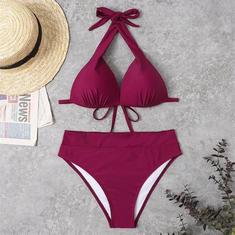 Elegant High Waist Push Up Bikini Set for Women