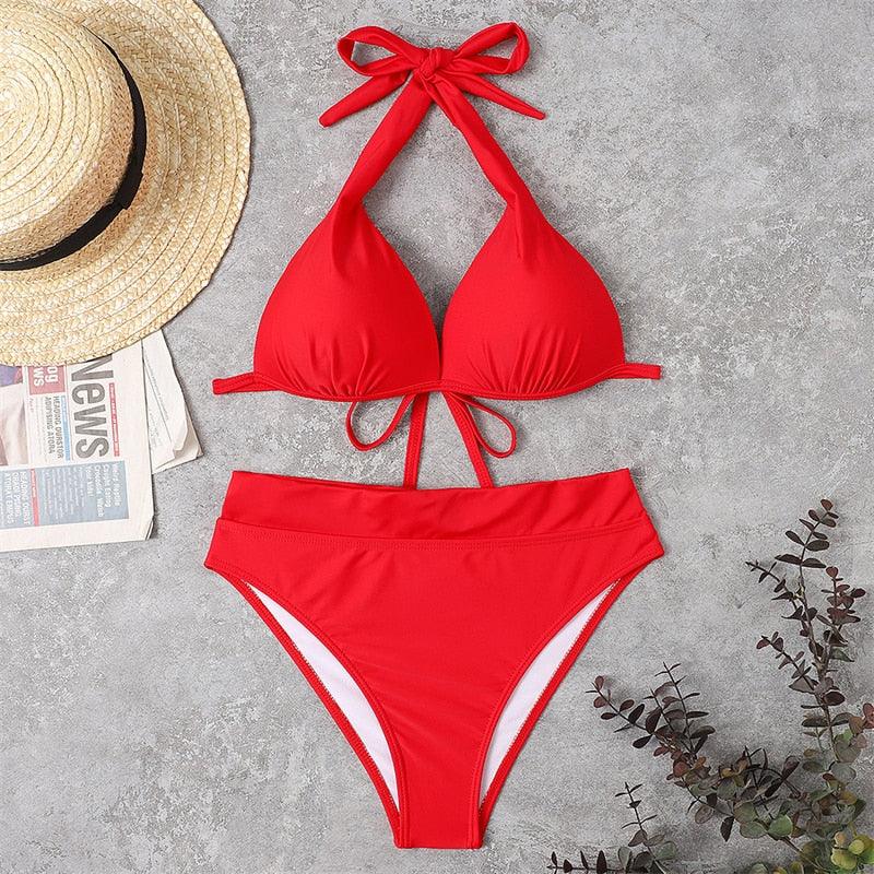 Elegant High Waist Push Up Bikini Set for Women