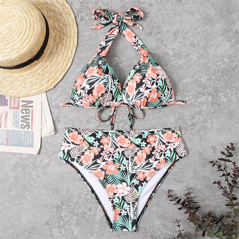 Elegant High Waist Push Up Bikini Set for Women