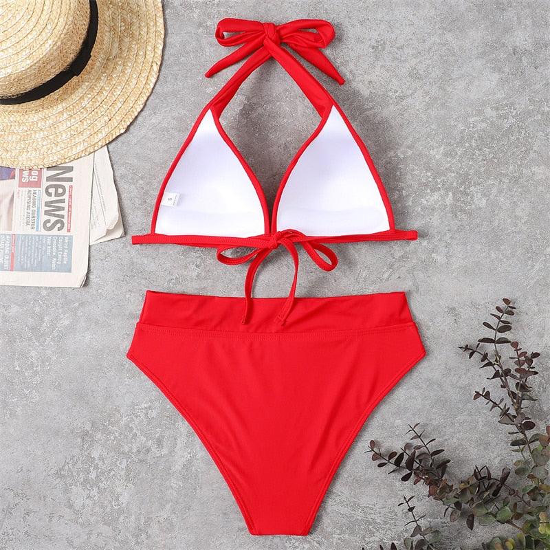 Elegant High Waist Push Up Bikini Set for Women