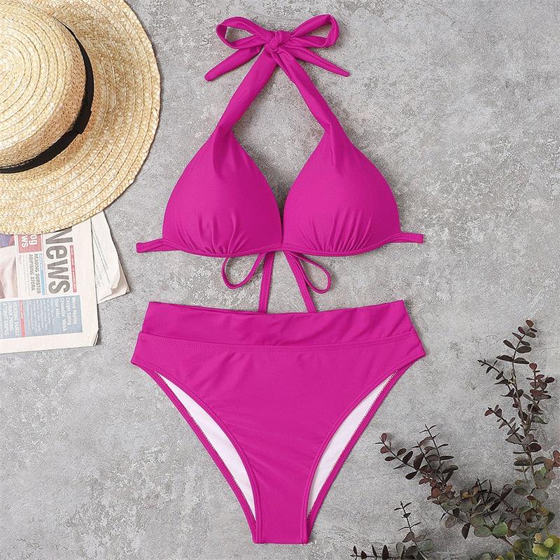 Elegant High Waist Push Up Bikini Set for Women