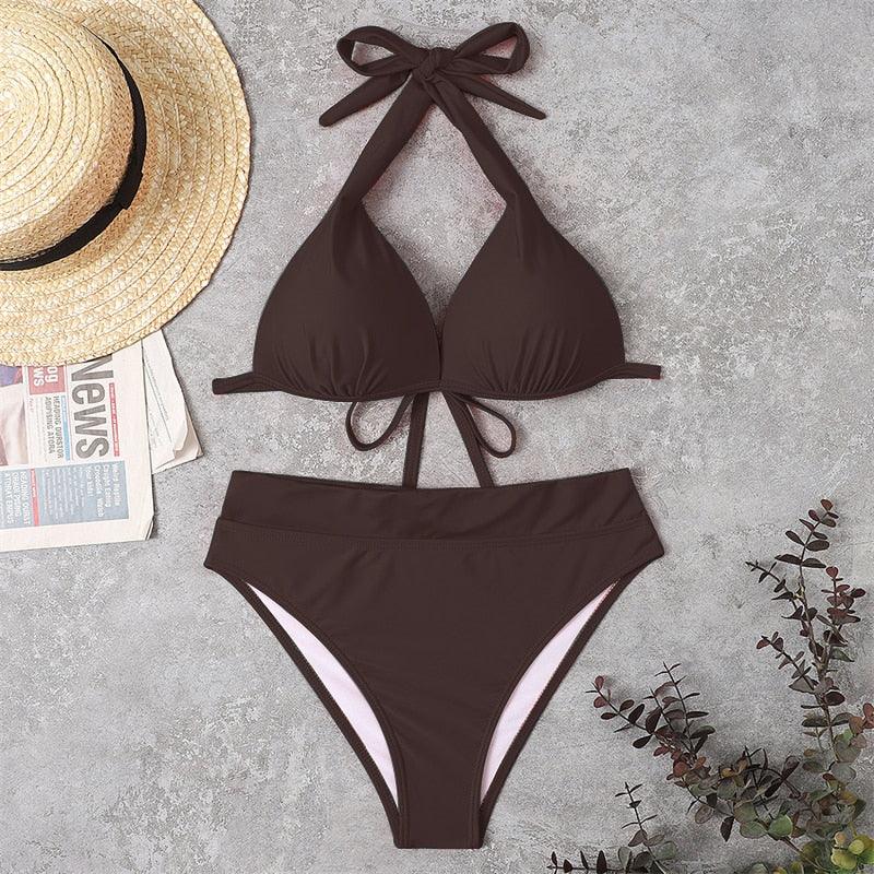 Elegant High Waist Push Up Bikini Set for Women