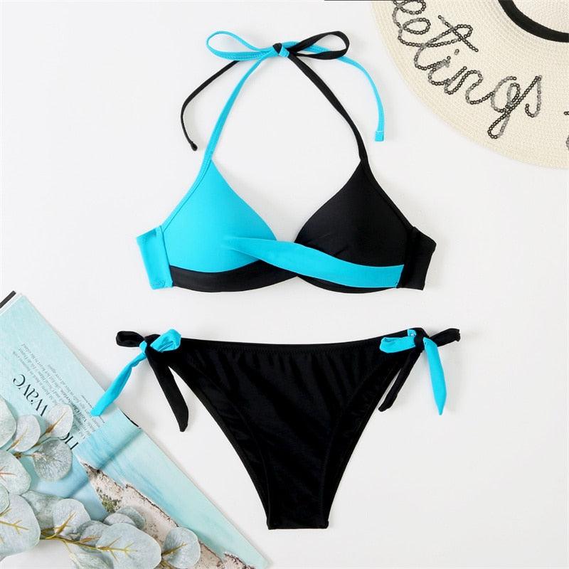 Conjunto de Bikini Push Up con Estampado Floral para Mujeres
