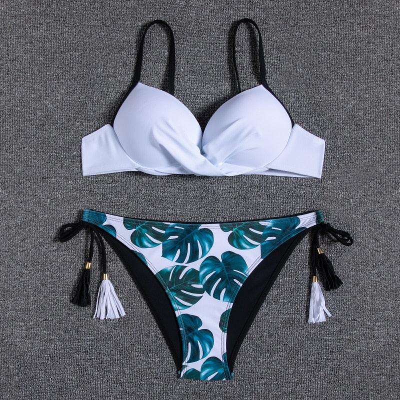 Conjunto de Bikini Push Up con Estampado Floral para Mujeres