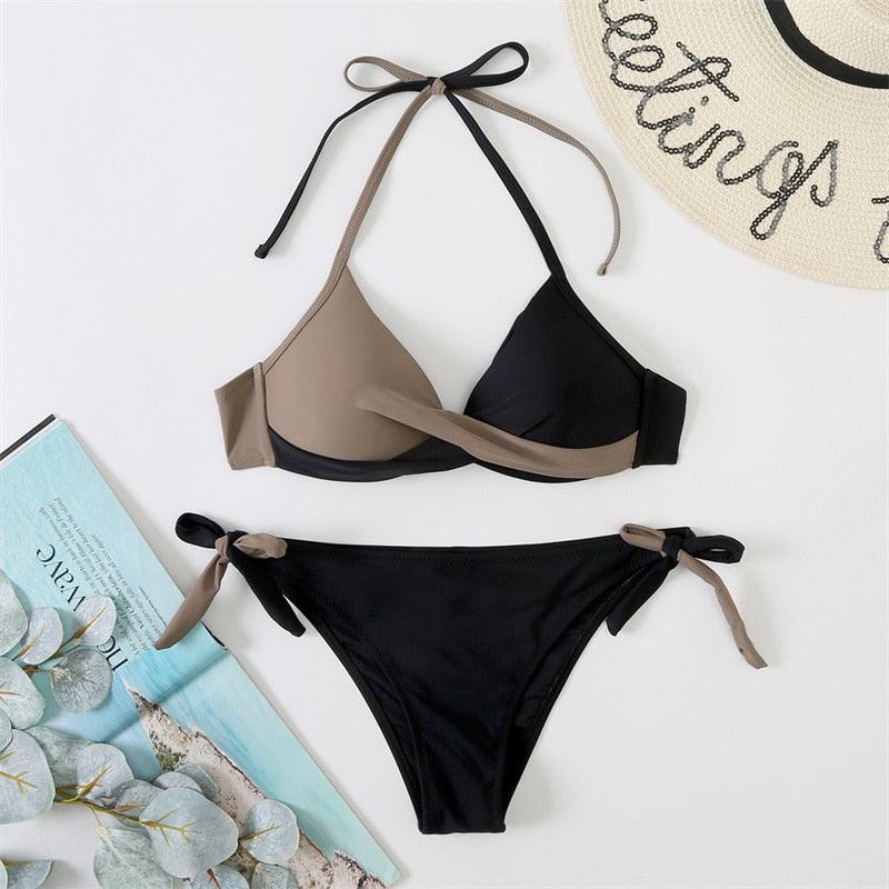 Conjunto de Bikini Push Up con Estampado Floral para Mujeres