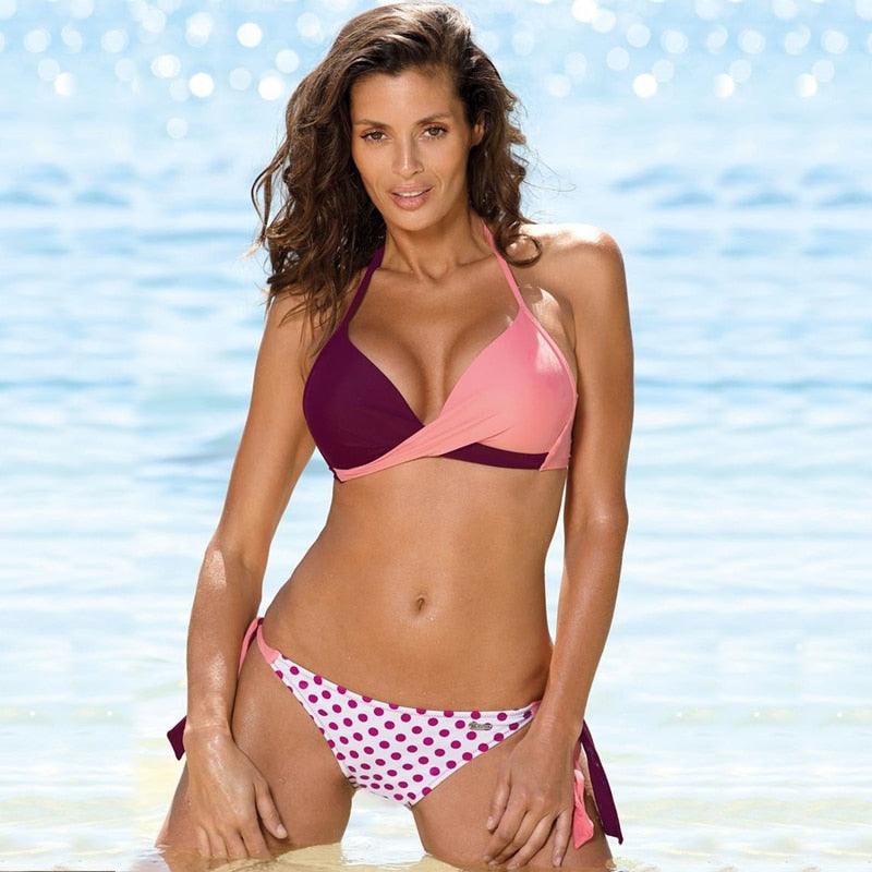 Conjunto de Bikini Push Up con Estampado Floral para Mujeres