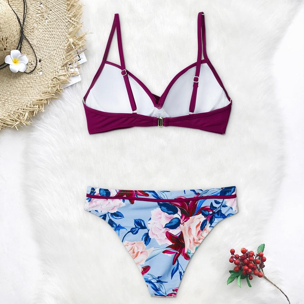 Floral Push-Up Bikini Set for Women - Stylish Two-Piece Swimwear - Korvel
