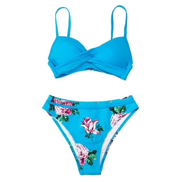 Floral Push-Up Bikini Set for Women - Stylish Two-Piece Swimwear - Korvel