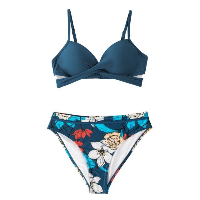 Floral Push-Up Bikini Set for Women - Stylish Two-Piece Swimwear - Korvel