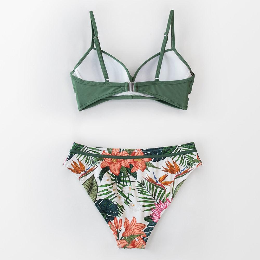 Floral Push-Up Bikini Set for Women - Stylish Two-Piece Swimwear - Korvel
