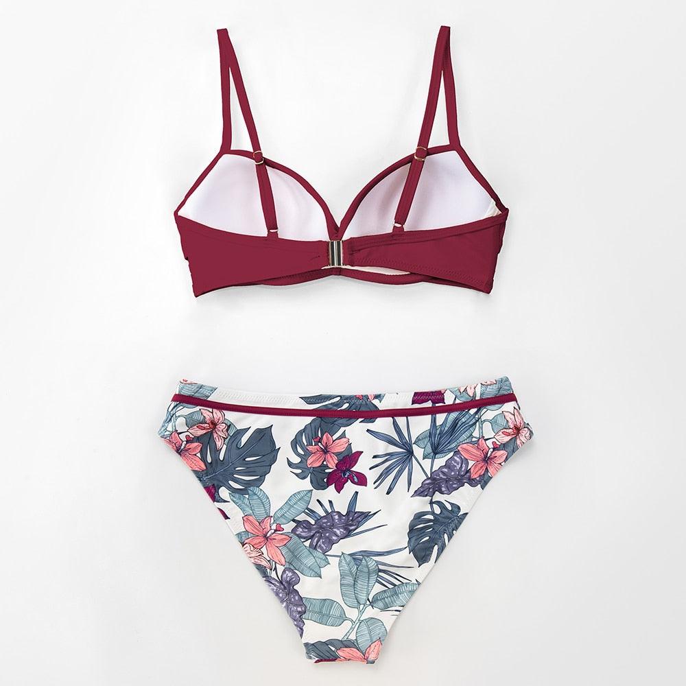 Floral Push-Up Bikini Set for Women - Stylish Two-Piece Swimwear - Korvel