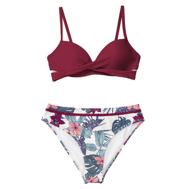 Floral Push-Up Bikini Set for Women - Stylish Two-Piece Swimwear - Korvel