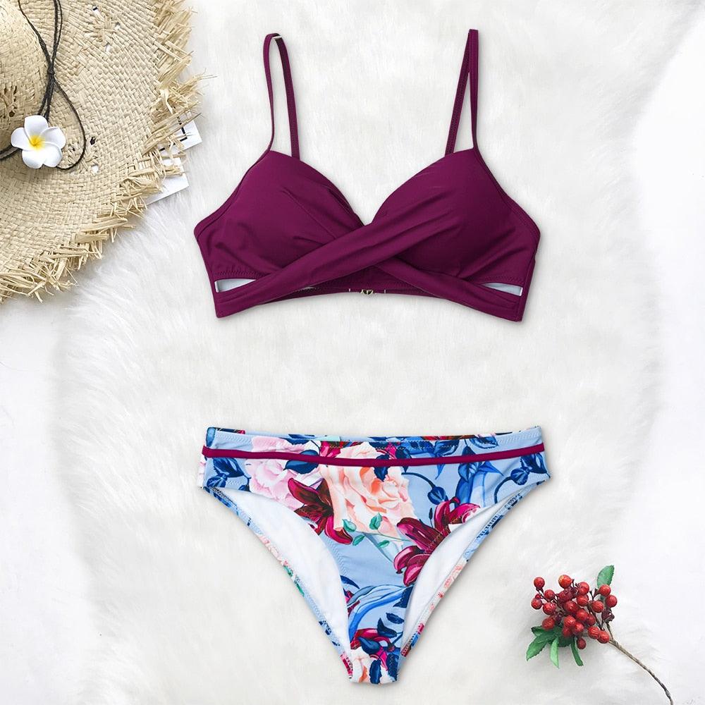 Floral Push-Up Bikini Set for Women - Stylish Two-Piece Swimwear - Korvel
