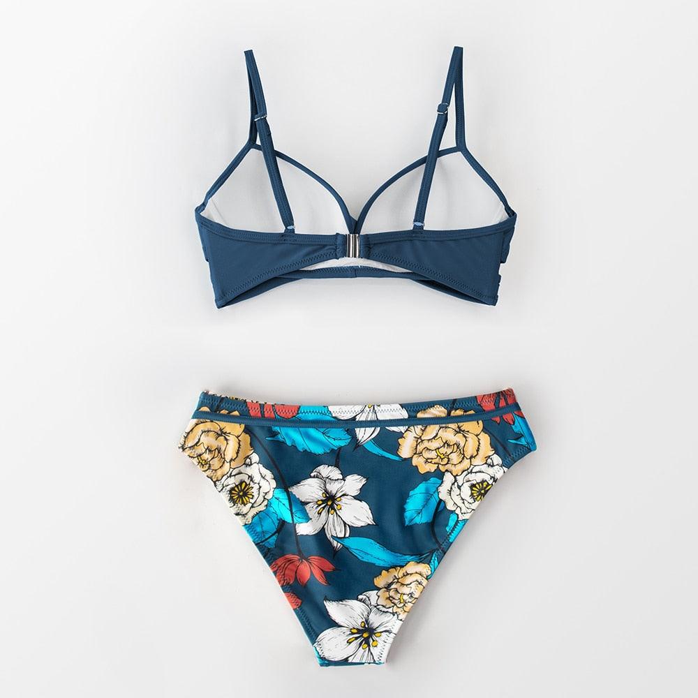 Floral Push-Up Bikini Set for Women - Stylish Two-Piece Swimwear - Korvel