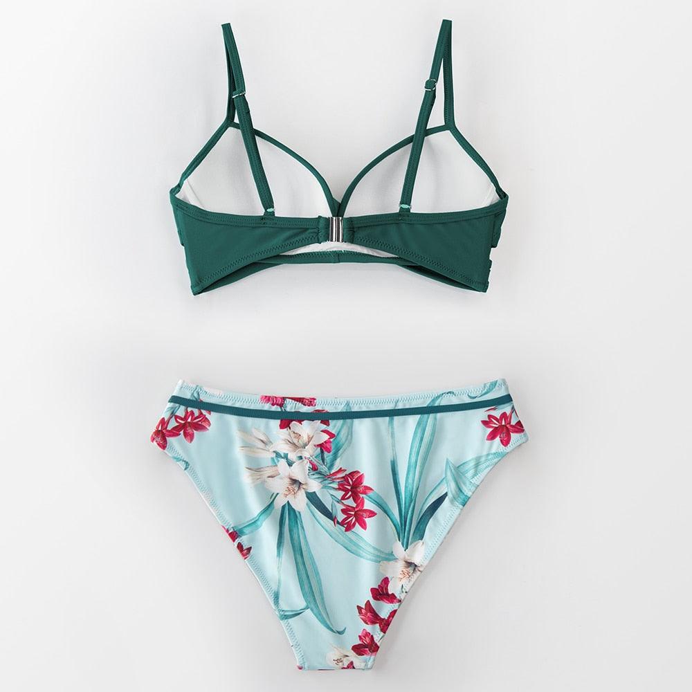 Floral Push-Up Bikini Set for Women - Stylish Two-Piece Swimwear - Korvel