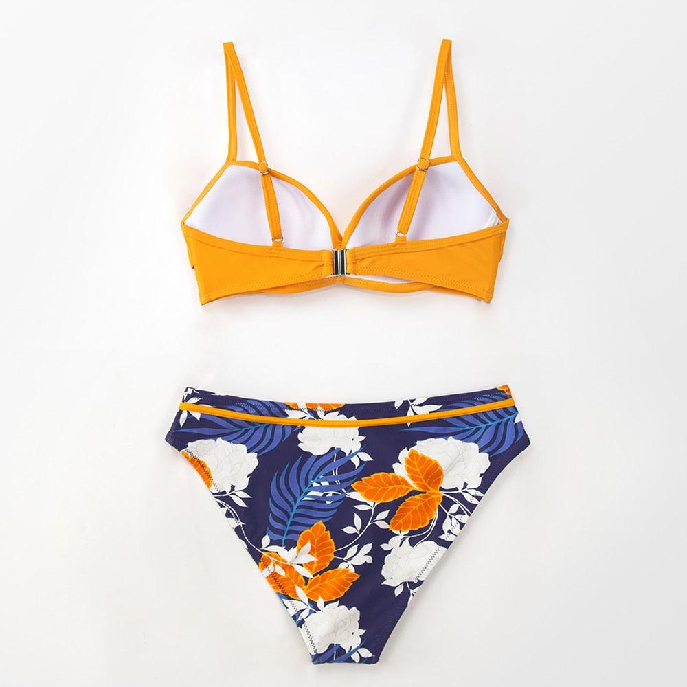 Floral Push-Up Bikini Set for Women - Stylish Two-Piece Swimwear - Korvel