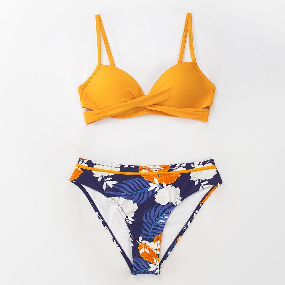 Floral Push-Up Bikini Set for Women - Stylish Two-Piece Swimwear - Korvel