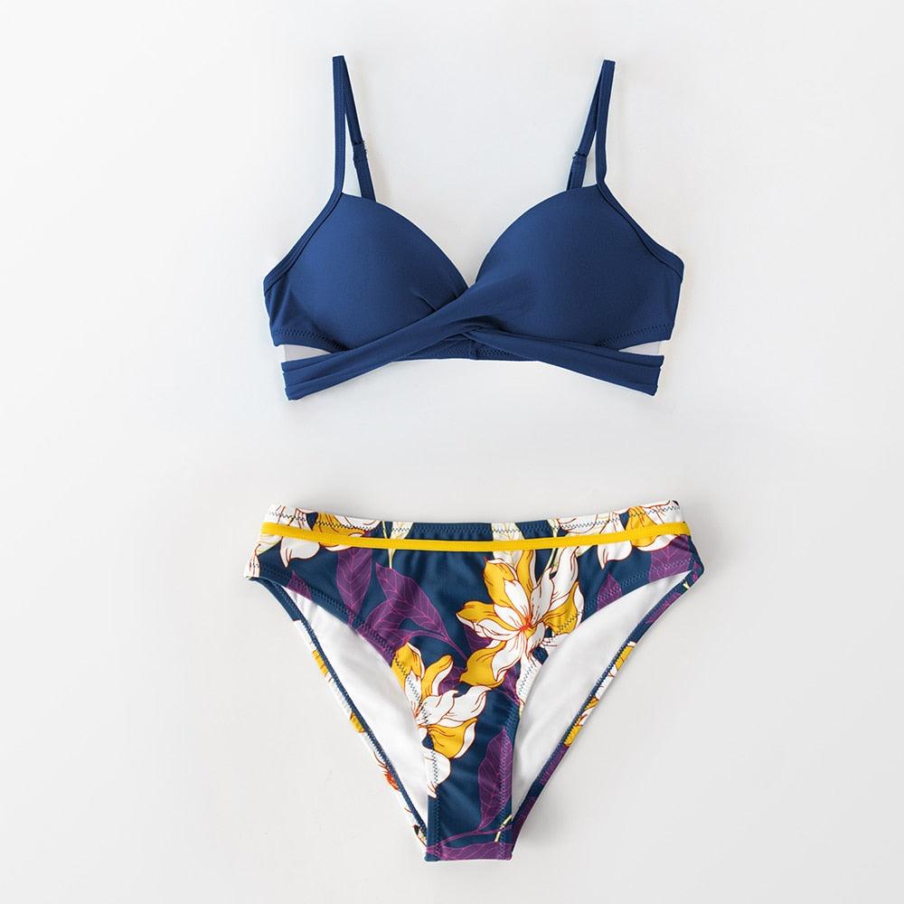 Floral Push-Up Bikini Set for Women - Stylish Two-Piece Swimwear - Korvel