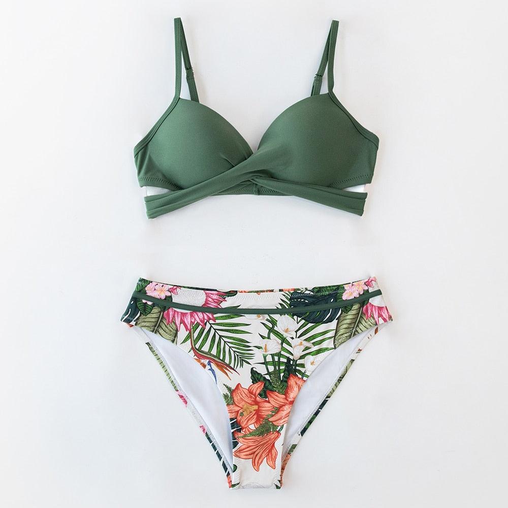 Floral Push-Up Bikini Set for Women - Stylish Two-Piece Swimwear - Korvel