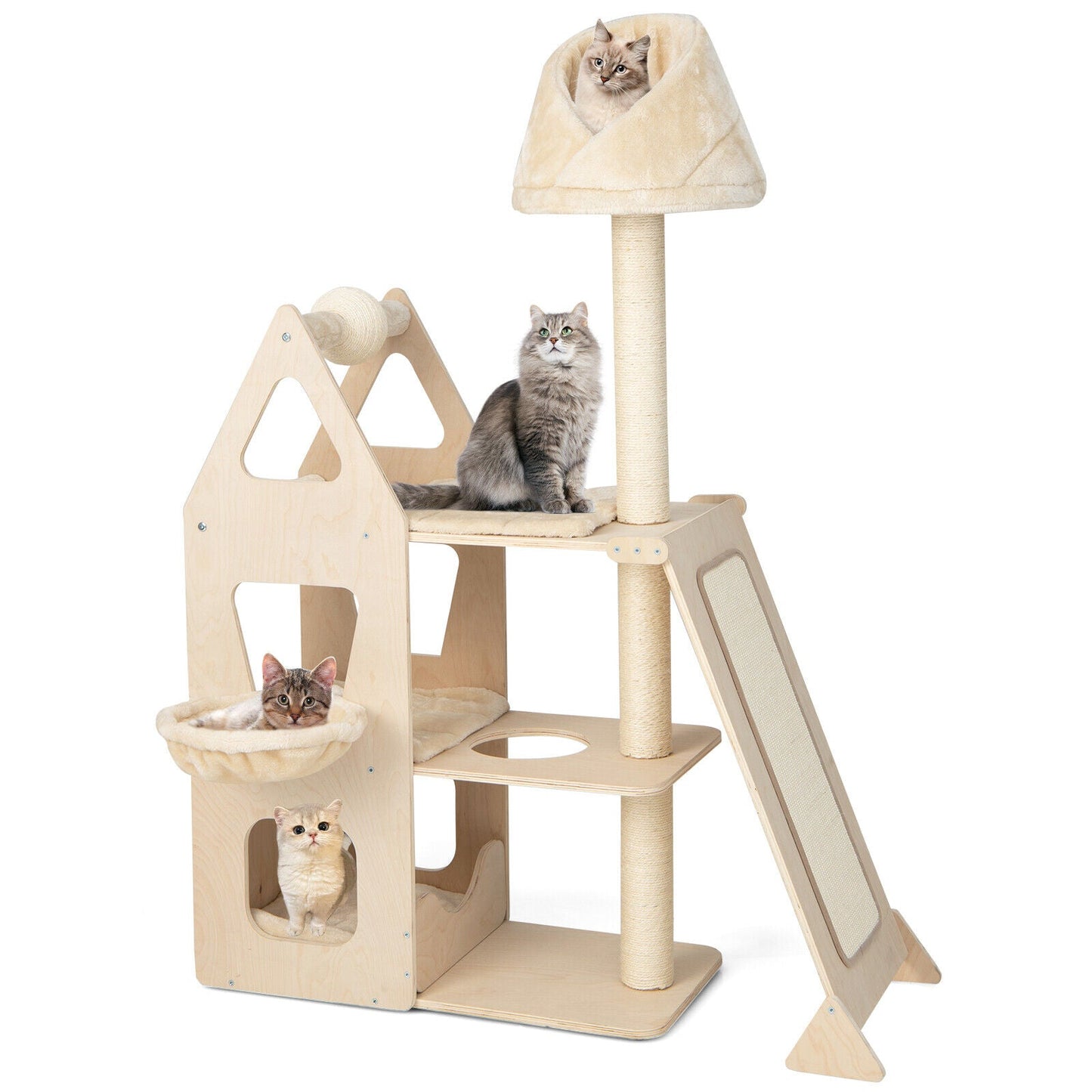 Multi-Level Cat Tree with Sisal Scratching Post - Beige