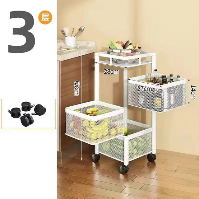 Estante de Cestas Metálicas Apilables con Ruedas