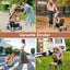 Folding Pet Stroller with Storage Basket and Adjustable Canopy - Beige