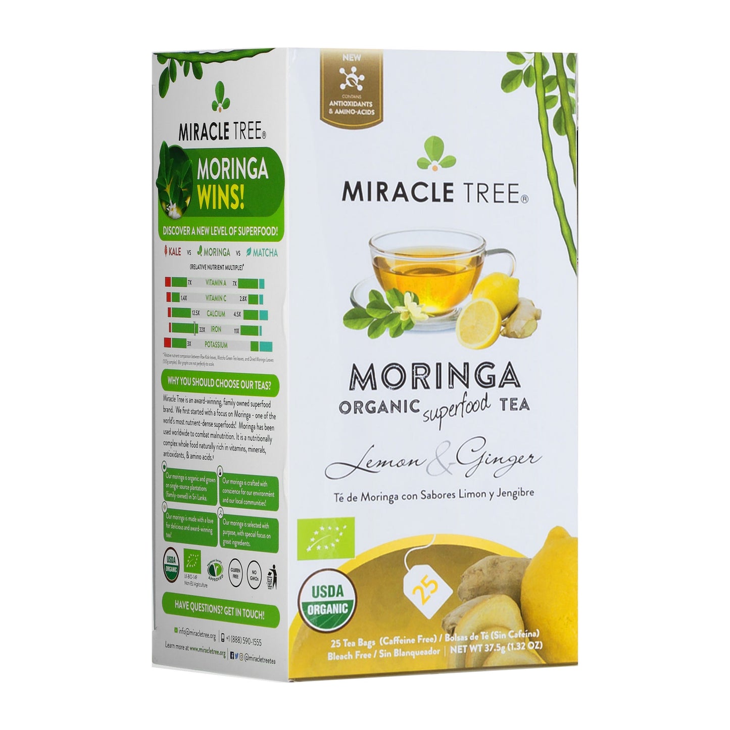 Thé Moringa Bio avec Citron et Gingembre