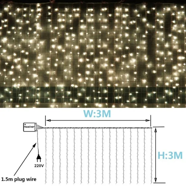 Santa Claus Curtain String Lights