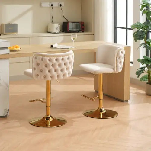 Modern Adjustable Swivel Bar Stools with Tufted Back