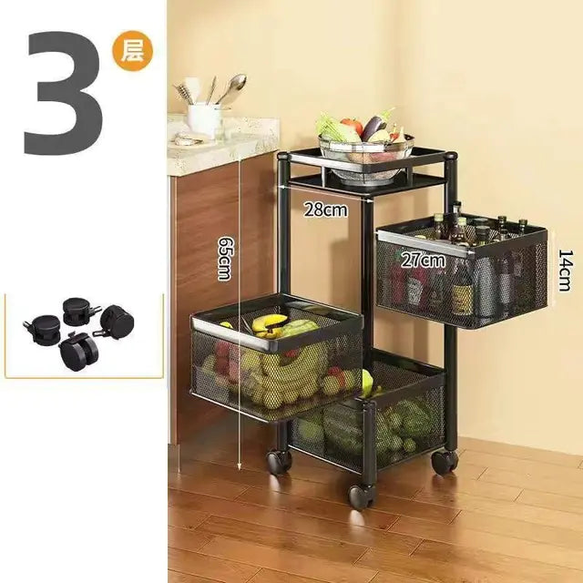 Estante de Cestas Metálicas Apilables con Ruedas