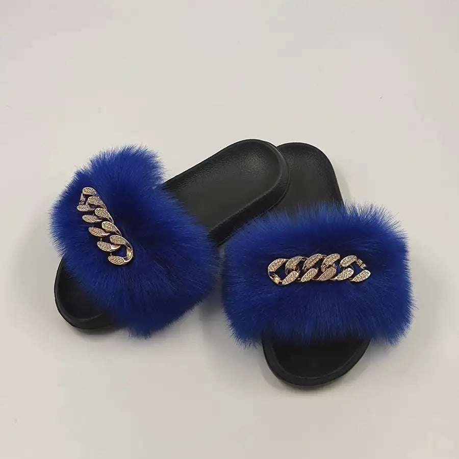 Plush Imitation Fox Fur Flip Flops for Ultimate Comfort