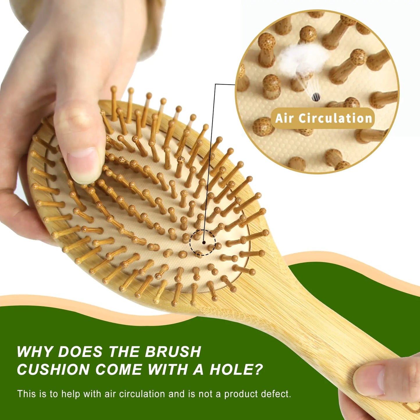 Brosse à cheveux démelante en bambou naturel MRD