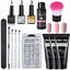 Kit de Poly Gel pour Nail Art Français avec Pinceau UV et Conseils d'Ongles