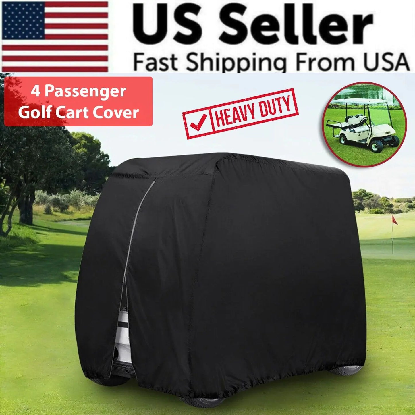 Premium Waterproof Golf Cart Cover for 4 Passengers