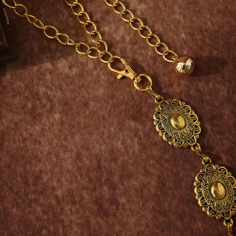 Retro Carved Oval Waist Chain