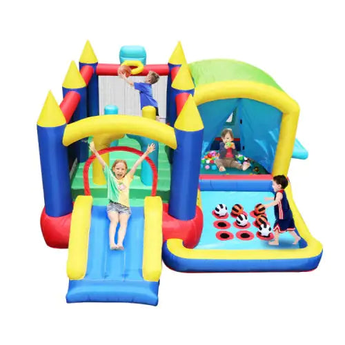 Maison Gonflable 7-en-1 avec Piscine à Balles pour Enfants