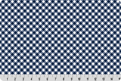 Tela de Cuddle de Gingham de Barely Basics en color navy por yarda