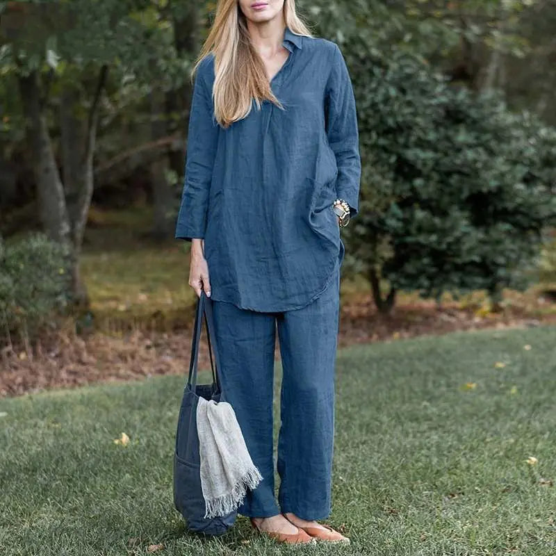 Ensemble élégant décontracté avec chemise ample et pantalon large