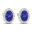 Pendientes de Tanzanita y Diamantes Blancos de 1.50 Quilates en Oro Amarillo de 14K
